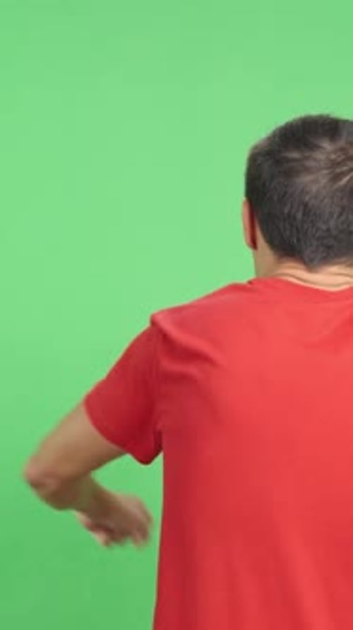 Rear View of a Man Waving a Chinese Pennant