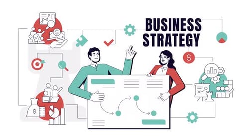 Business strategy 2D banner animation