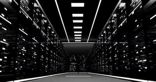 The Server Room Data Center Storage With Lights 3D Rendering In The Office