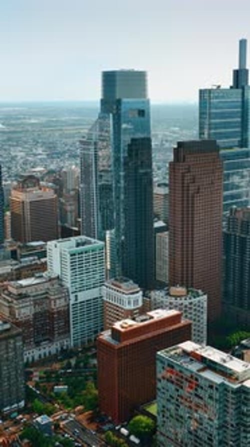 Philadelphia skyscrapers standing out among the New York architecture.