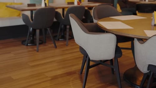 Modern Gray Chair in a Minimalist Restaurant Interior of Modern Cafe