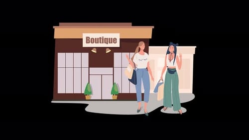 Two women shopping at a boutique, joyful and stylish.