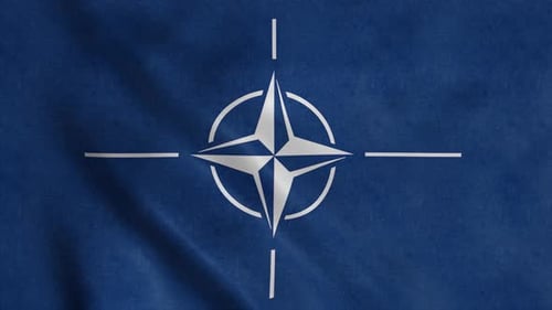 Waving NATO Flag Loop Animation with Realistic Fabric Texture