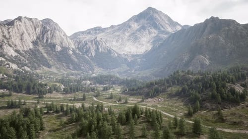 A Breathtaking Mountain Range with a Winding Road