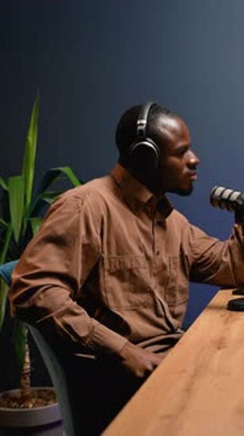 Man Recording Podcast in Studio