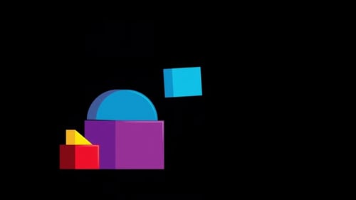 2D Colorful Blocks Toy Alpha Channel