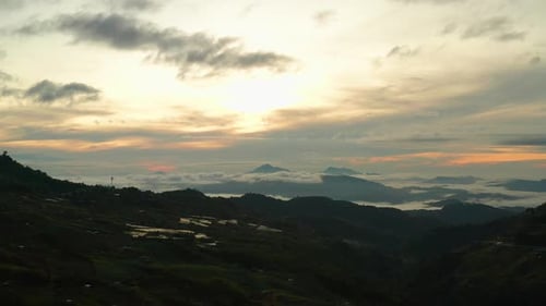 Sunrise aerial view of Kundasang, Sabah Borneo