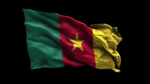 Realistic Waving Cameroon Flag Animation with Alpha Channel