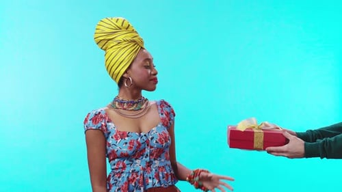An Elegant African Fashion Model Posed Beautifully Against a Vibrant and Colorful Background