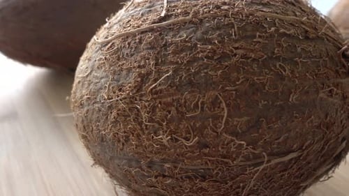 Coconut close up on Wooden background
