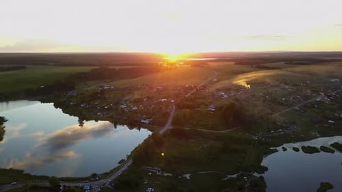 Breathtaking Stunning Aerial View of the Serene Landscape Captured at Beautiful Sunset Stock Clip