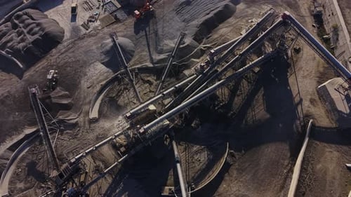 Aerial View of Conveyor Belts at a Quarry
