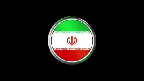 3D Rotating Flag of Iran Button Animation