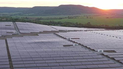 Drone Footage of Solar Farm in Harmony With Nature Eco Power and Sustainable Energy in Rural