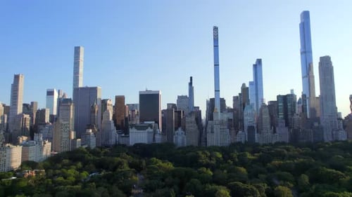 September 2021 - 4K aerial of Manhattan from Central Park, NYC, USA