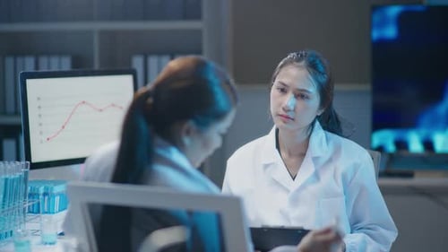 Scientists working test in laboratory for research on pharmacy for medical for disease and virus