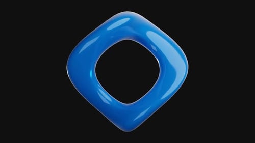 Glossy Blue Abstract 3D Shape Morphing Loop Animation
