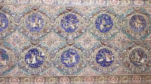 Decoración de pared en mosaico en el Palacio de Golestán en Teherán, Irán