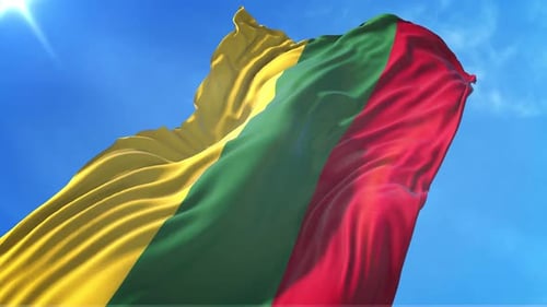 Lithuania Flag Waving in Realistic 3D Animation