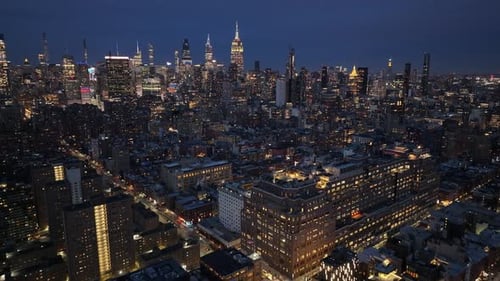 Night Skyline of New York Skyline At Manhattan In New York United States.