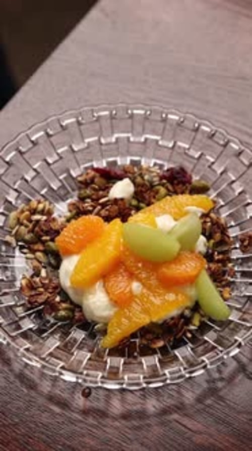 A delicious breakfast at a European restaurant. Close-up