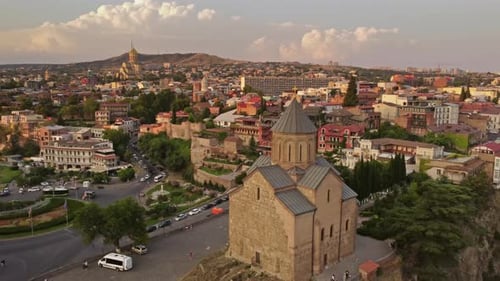 Metekhi Church in Tbilisi at Sunset