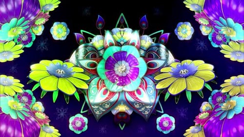 Vibrant Animated Floral Decorative Pattern Background Loop