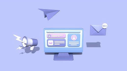 Modern 3D Animation of Digital Communication Interface