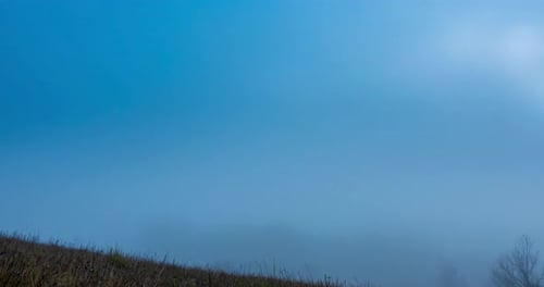 Mountain Meadow Timelapse at the Autumn Sunrise Time Wild Nature and Rural Grass Field Morning Heavy