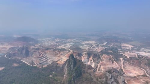 Quarry industry from an aerial view. Drone
