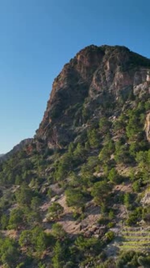 Vertical Video Mountain Landscape Aerial View Turkey Alanya