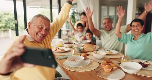 Family Takes Selfie at Birthday Celebration