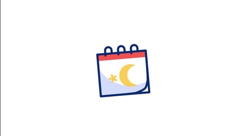 Animated Ramadan Eid Calendar Icon with Crescent Moon and Star