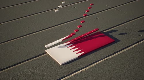 Flagge von Katar - Zeitlupe