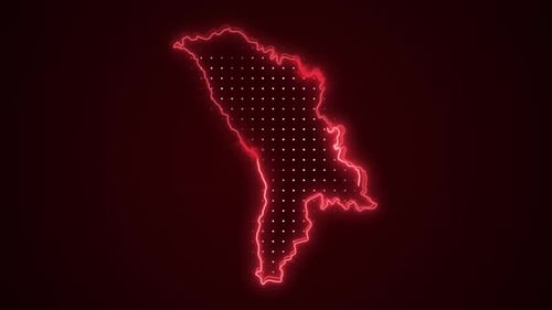 Glowing Neon Outline of Moldova Map Animation