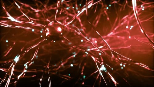 Animação do neurônio. Células nervosas no cérebro