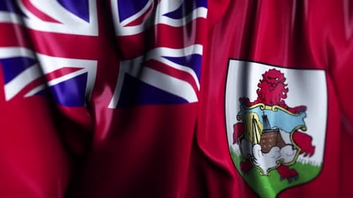 Waving Bermuda Flag Realistic Animation