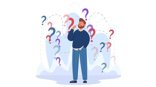 Animated Man Pondering Questions for Problem Solving