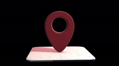 3D Map Location Pin Red Loop