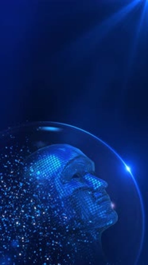 AI Face Technology Line Connection Artificial Intelligence face scanner line connection background.