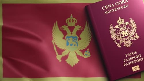 Passeport du Monténégro et drapeau du Monténégro