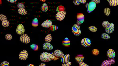 Animated Colorful Easter Eggs Falling Loop with Alpha Channel