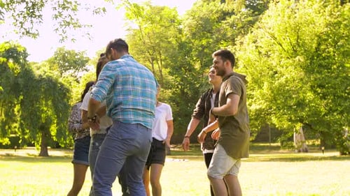 Friends Dancing in the Park on a Sunny Day