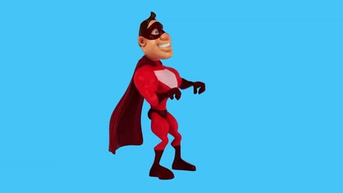 Fun 3D cartoon superhero dancing (with alpha channel included)