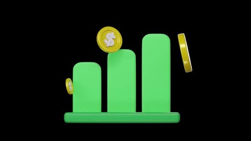 Financial Graph 3d finance icon, Business and financial concept