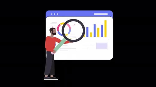 Man Searching And Analysis Info Animation 4K On Alpha