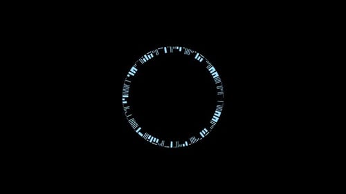 Interface Collection: Animation of a flickering and expanding cyan ring in center on a dark backgrou
