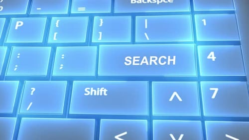 Futuristic Computer Keyboard Search Text on Key