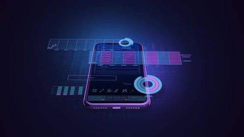 Infographics Displaying Phone and Animated Stock Data