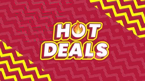 Animated Hot Deals Text with Retro Zigzag Background
